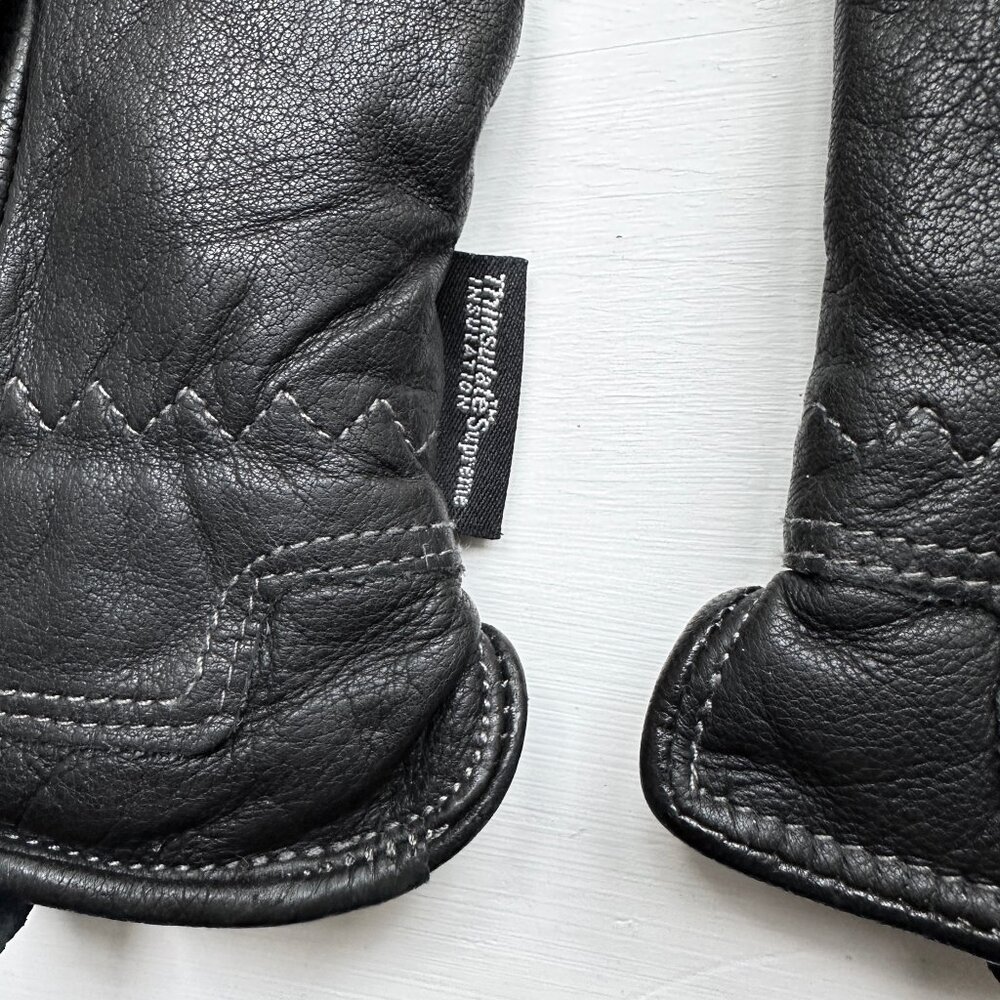 HUDSON'S BAY Gloves Genuine Leather Thinsulate Insulation Lining black gloves M - Picture 5 of 9